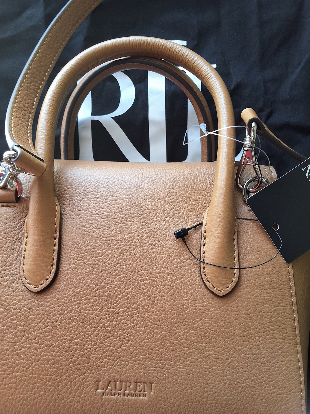 Lauren Ralph Lauren Tanner Small Satchel Leather Crossbody Bag Brown New - Picture 4 of 8